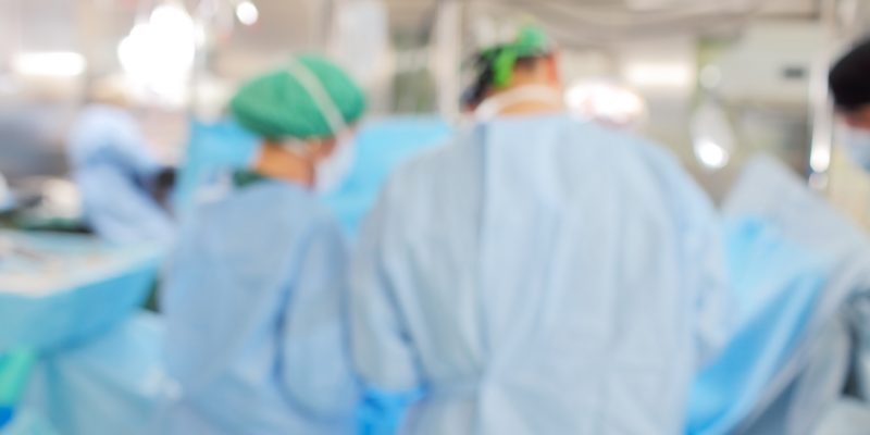Operating theatre during surgery, unfocused background